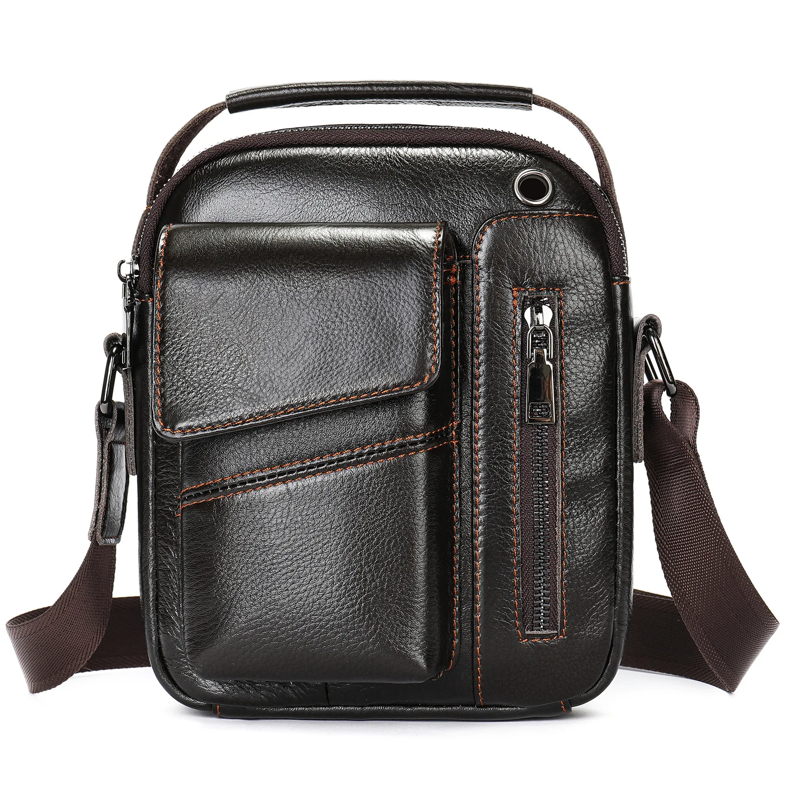 

2025 New Fashion Men Leather Shoulder Bag Men Casual Trade Simple Leisure Shoulder Bags Crossbody Bag Phone Pouch for Men Male