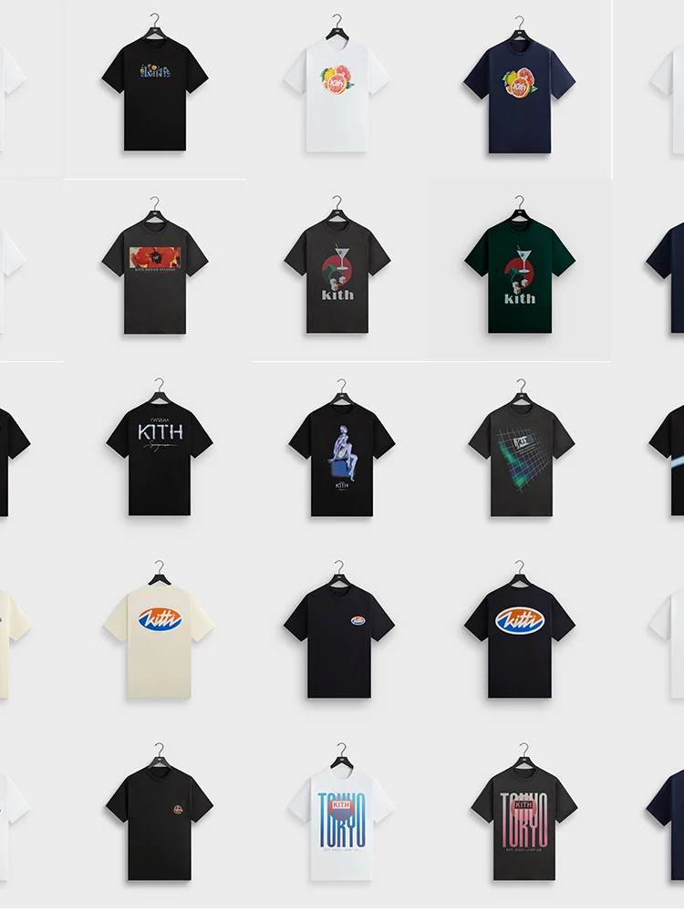 

Kith Nanzuka Series Cotton T-irt Japanese Sle ort Sve round Ne Digital Print Streetwear Breathable Summer Top
