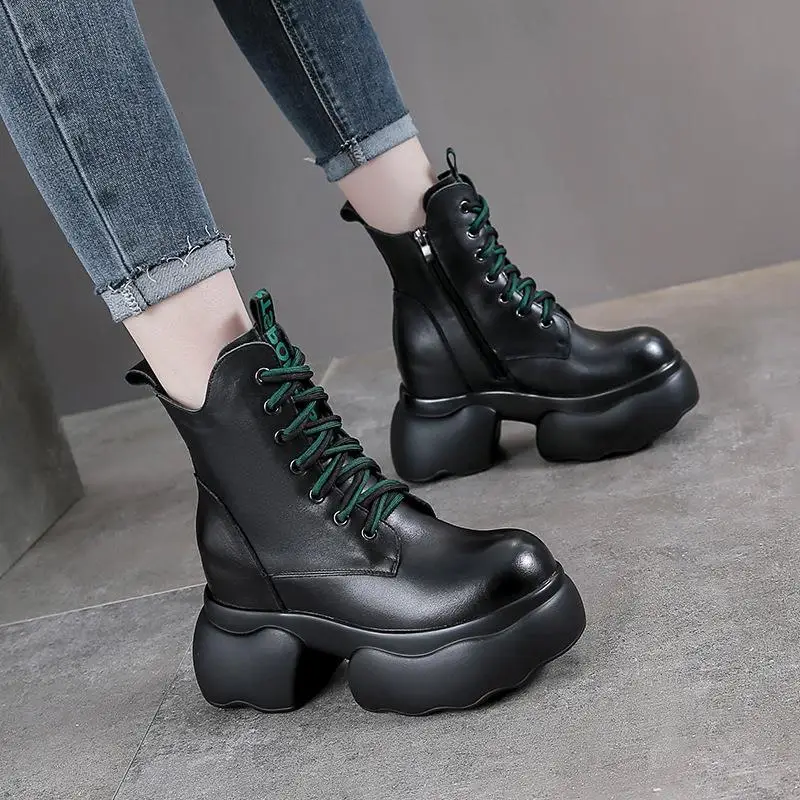 

Faux Suede Lined Thick Heel Boots Inner Heightening Short Boots Small Stature People Warm Leather Boots Casual Style