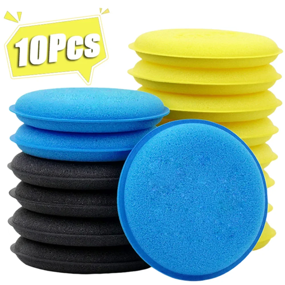 10Pcs Round Car Waxing Polish Wax Foam Sponge High Density Applicator Pads Cleaning Sponge Auto Detail Washing Car Cleaning Tool