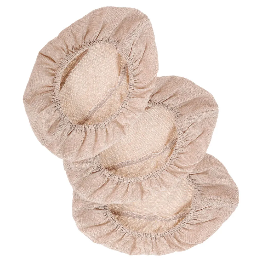 Juego de 3 Forros Ovalados para Cestas de Pan, Tela de Algodón y Lino para Fermentación de Masa de Panadería, Cubierta para Banneton, Picnic, Repostería, Hogar