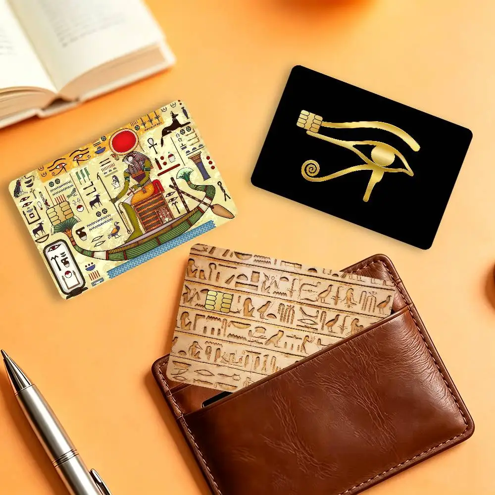 Ancient Egypt Hieroglyph Waterproof Card Stickers For Credit Cards Debit Cards And Transit Cards 4pcs