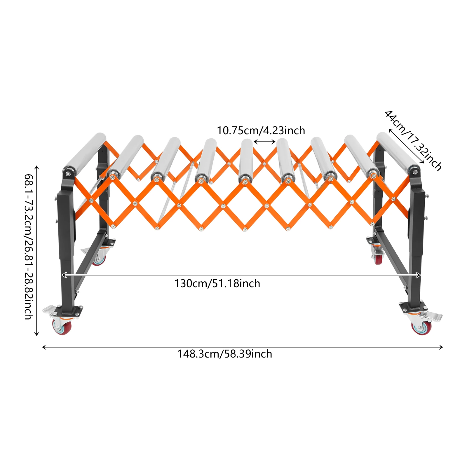 51.57 * 23 * 28.82 بوصة طاولة ناقل دوارة قابلة للتعديل، ناقل أسطواني مرن تلسكوبي لآلات النقش والمسويات #1