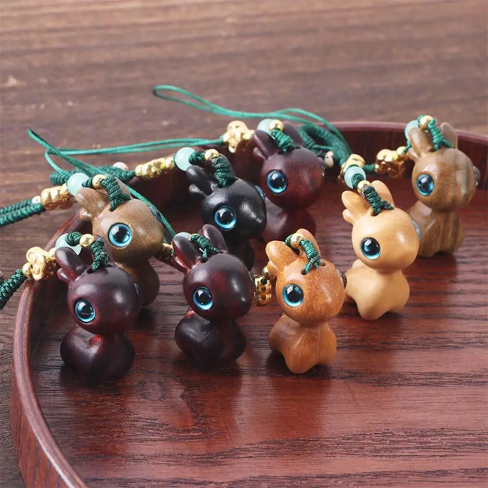 

Creative Cartoon Car Key Chain Sandalwood Deer Handmade Rope Mobile Phone Wood Key Chain Bag Pendant Chinese Style Key Ring