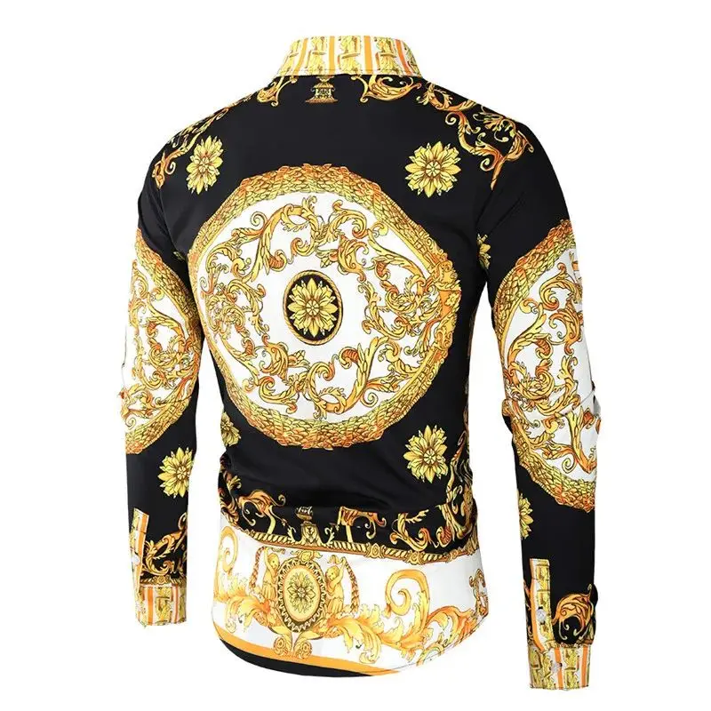 Luxury Royal Slim Fit Casual Shirt for Men Long Sleeve Paisley Print Cleanfit Style Inner Wear Chinese Brand Unisex