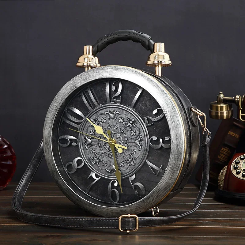 

PU Y2K Mobile Phone Bag Women's Handbag 3D Clock Bucket Bag Temu Fashion Personalized Clock Diagonal Cross Creative Shoulder Bag