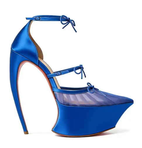 Spring/Summer New Pointed Stiletto High Heels Thick Bottom Ballet Sandals Bow Fashion Show Wedding Party Women's High Heels image 5