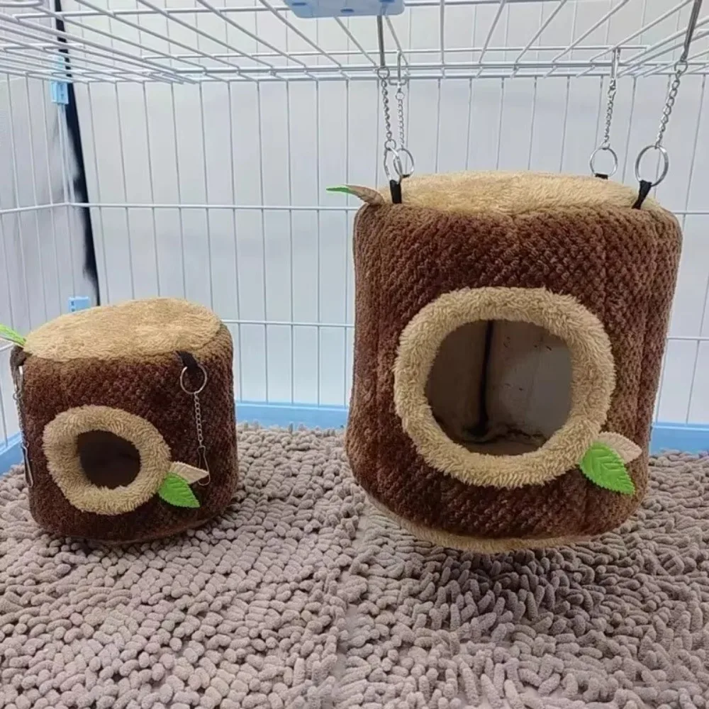 New Guinea Pig Ferret Tree Stump Shape Hammock Squirrel Rabbit Winter Warm Hamster Nest Cotton Small Animals Hang Beds