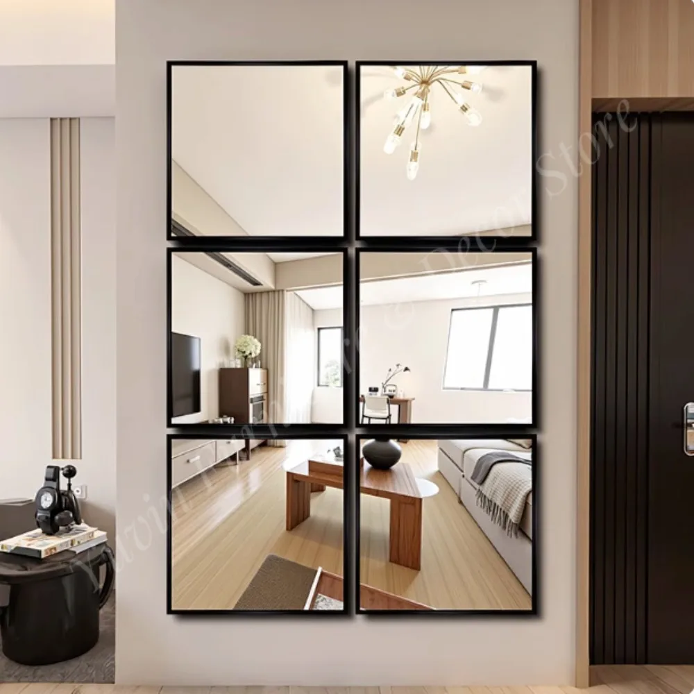 Living Room Entrance Combination Mirror Metal Frame Wall Sofa Background Wall Hanging Art Mirror