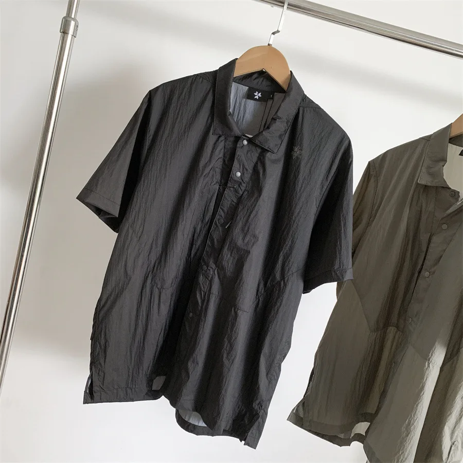 Solid Goldwin Camping Waterproof Running Short Sleeve Shirt Japan Men Women Light Quick Drying Storage Sports Shirt Clothes Tops
