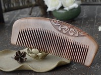 Peach wood three-dimensional double-sided carved half moon comb cleaning scalp natural peach wood comb