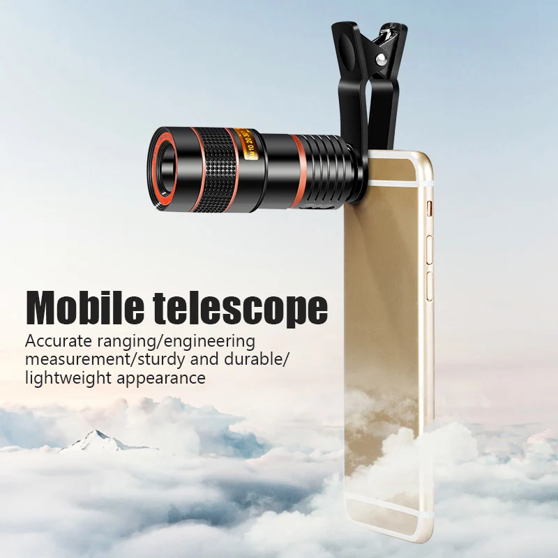 8X Telescope Zoom Lens Monocular Mobile Phone Camera Lens for iPhone Samsung Smartphones Lens for Camping Hunting Sports