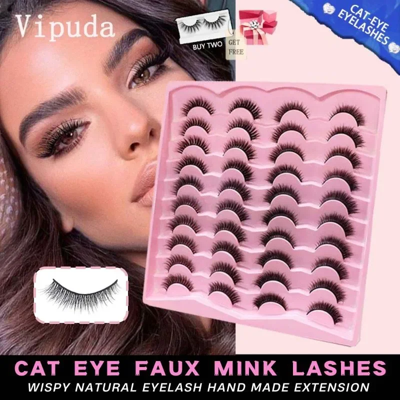 Vipuda ปลายขนตาปลอมแบบมีปีก6/5/20คู่ขนตาปลอมแบบ wispy magnetique Lash อุปกรณ์แต่งหน้ามืออาชีพคุณภาพสูงสำหรับผู้หญิง