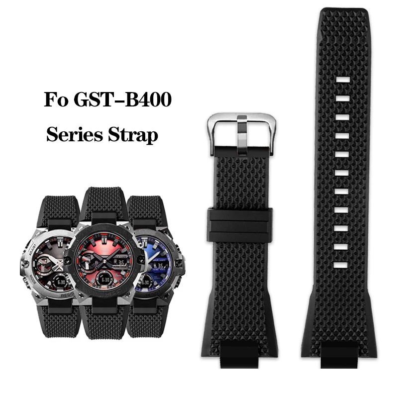 For Casio Steel Heart GST-B400 GST-B400D/BD/AD GST B400 Series Modified Resin Silicone Rubber Watch Strap Waterproof Watchband