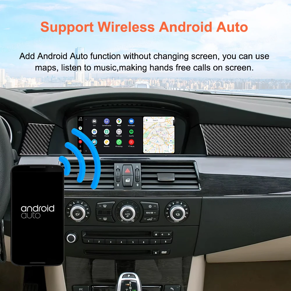 Bonroad ワイヤレス Carplay Android Auto デコーダーボックス BMW 3/5 シリーズ E60 E61 E90 E92 2006-2009 CCC システムインターフェース Airplay