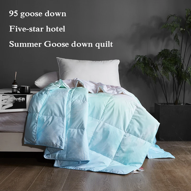 

Washable White Goose Down Air-Conditioned Summer Quilt, Light And Breathable Down Quilt, Cool Fabric Bedding Thin Blanket