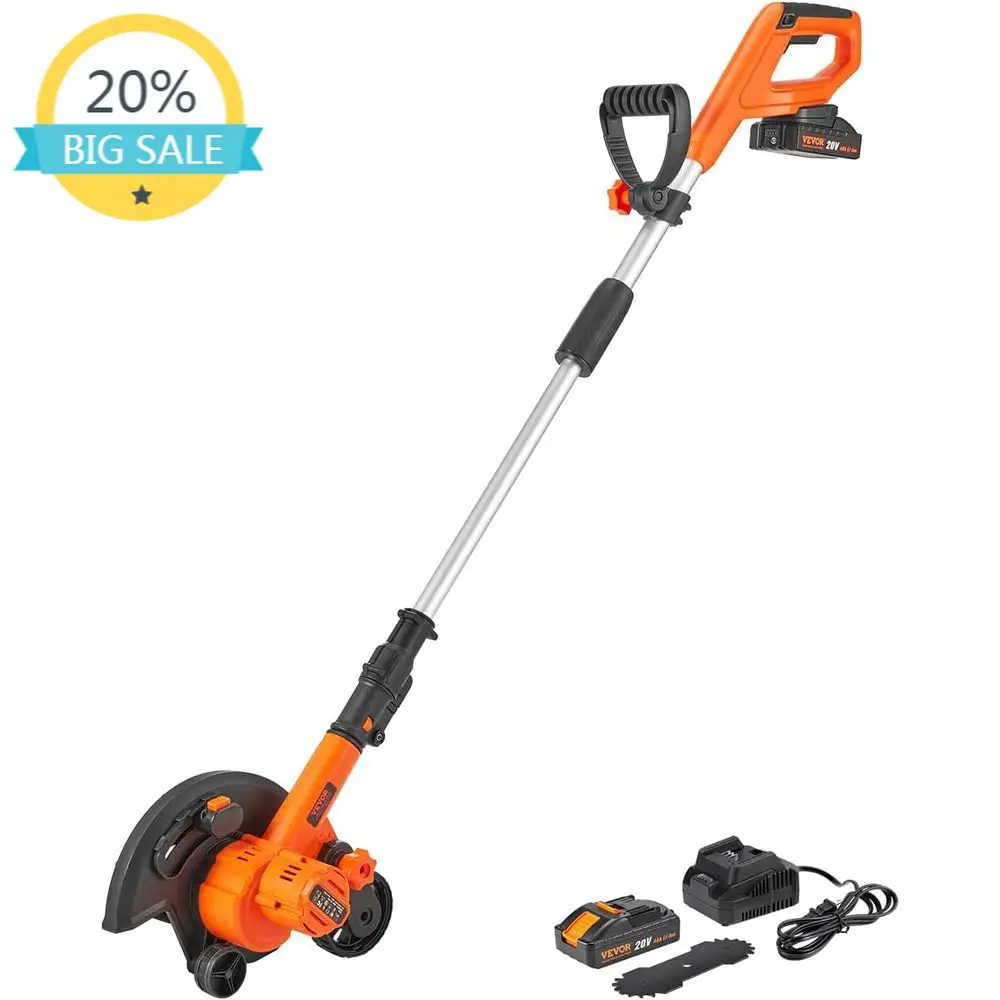 

9-дюймовый беспроводной триммер для газона 20В с регулируемой ручкой, 3-позиционным регулированием глубины для дворов и дорожек