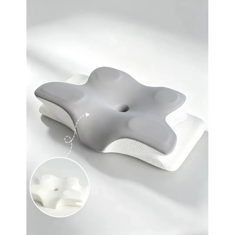 Slow Rebound Memory Foam Butterfly Neck Pillow, Ergonomic Neck Support Sleeping Cushion for Side and Back Sleepers Home Bedroom