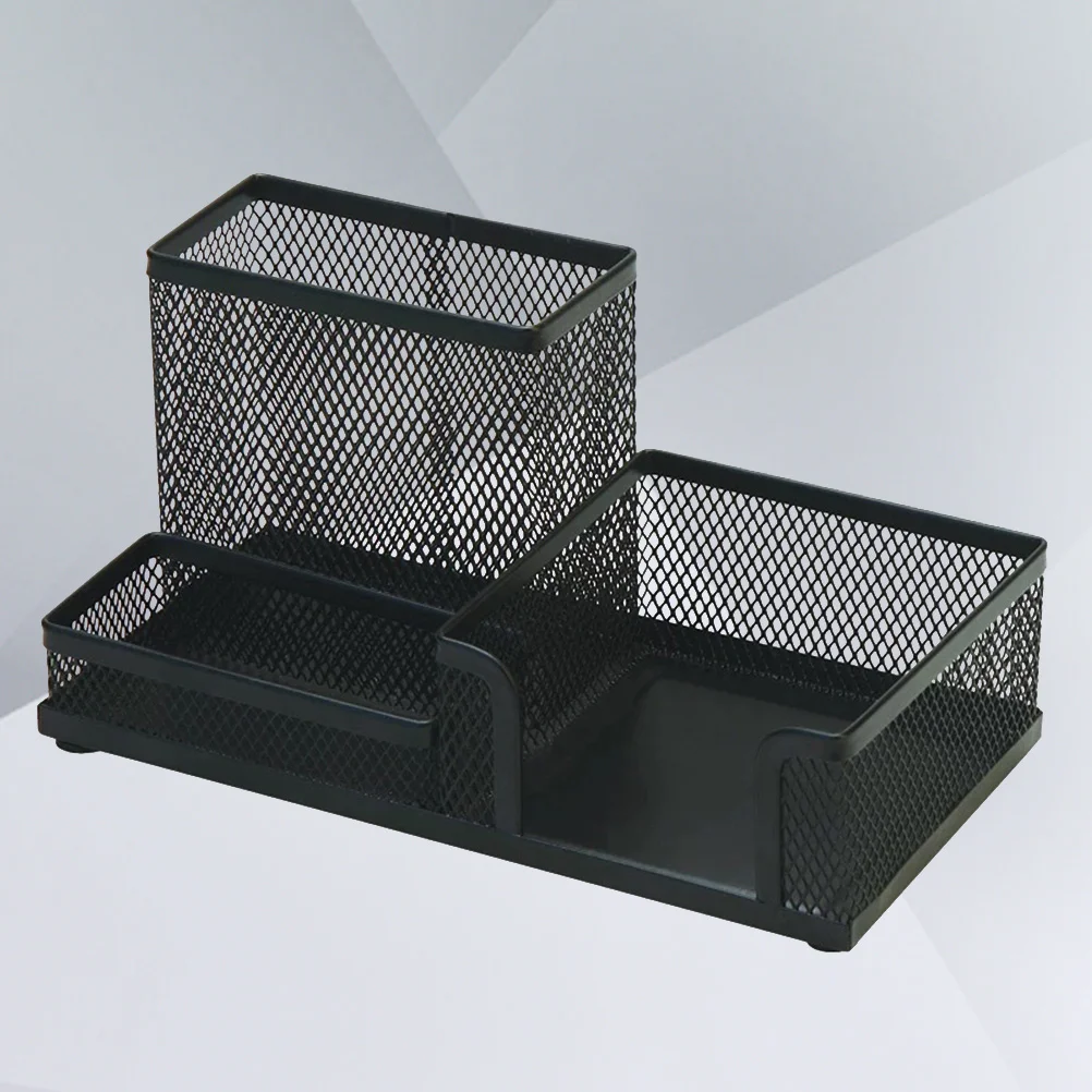 Imagem -02 - Metal Mesh Desk Organizer Recipiente de Mesa Pen Holder Estojo de Armazenamento Material de Escritório Preto