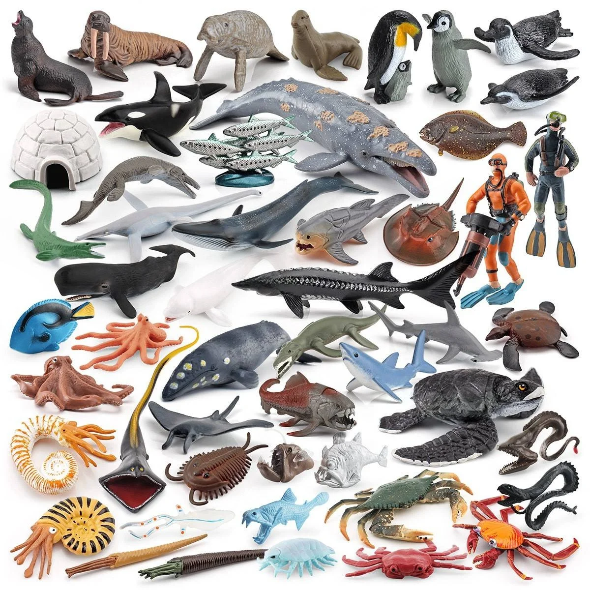 Realistic Marine Life Models Deep Sea Prehistoric Dunkley Fish Trilobite Animal Dolls Educational Toys for Boys Aged 6-9