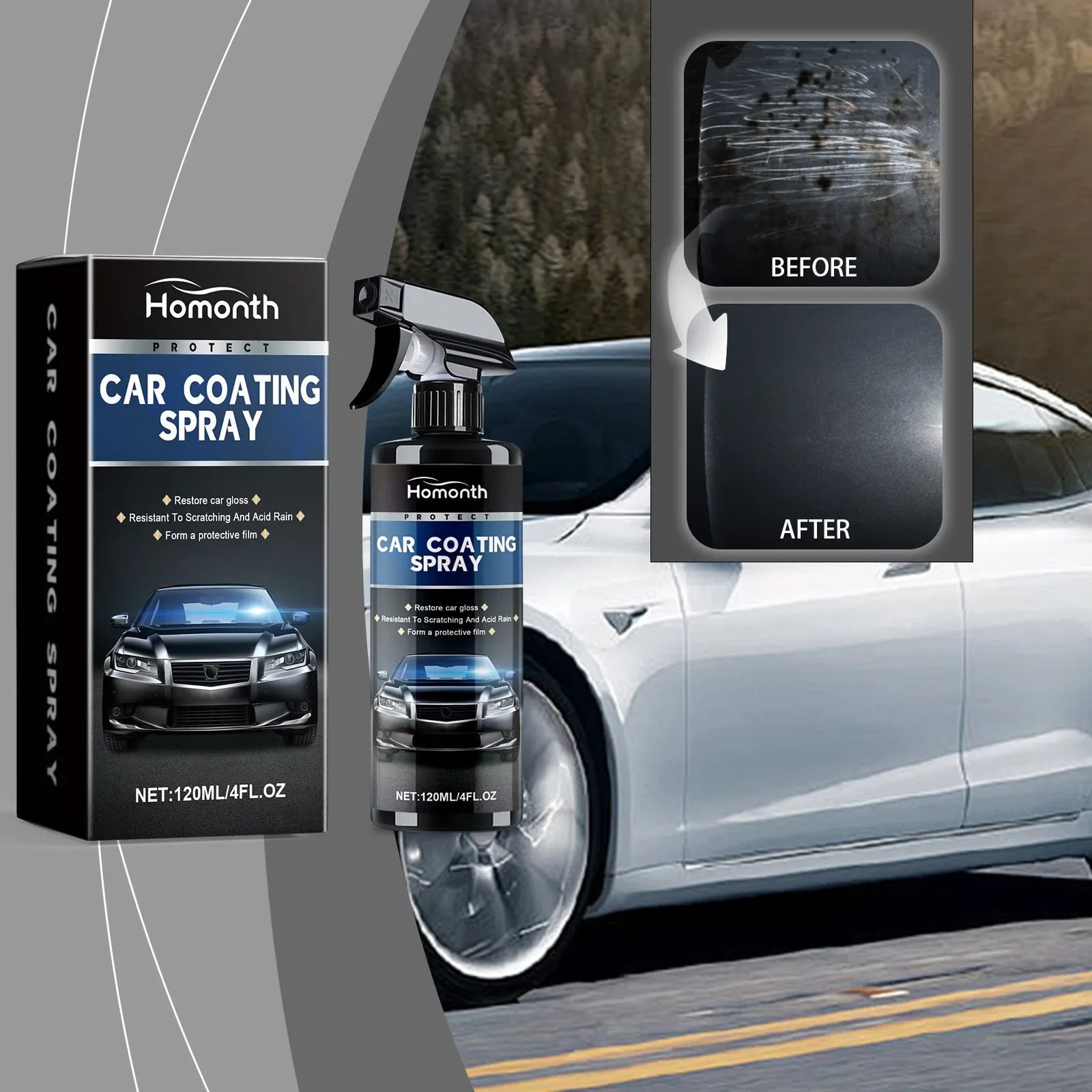 

Automotive Paint Ceramic Coating Spray - Repairs Scratches Cleans Stains Enhances Shine Long-Lasting Protection Auto Care