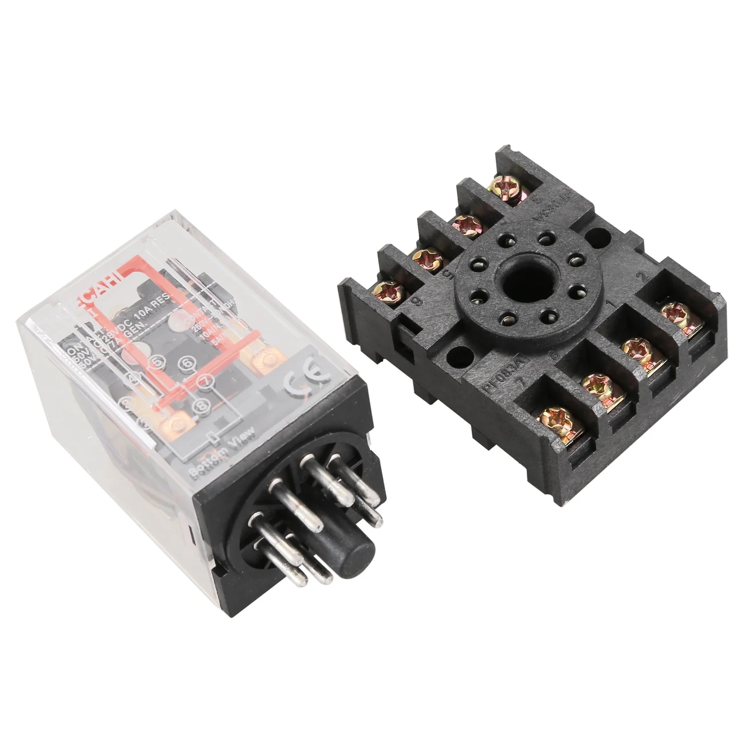 Exquisite-MK2P-I Clear Shell DPDT AC220V Coil Power Relay Socket Base