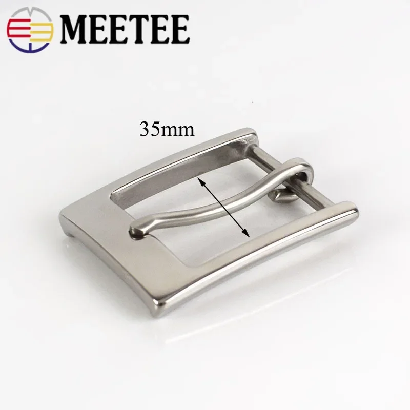 Meetee 1pc/3pcs 35mm Stainless Steel Belt Buckles Men Pin Buckle Belts Head DIY Leather Craft Hardware Decor Accessories ZK842