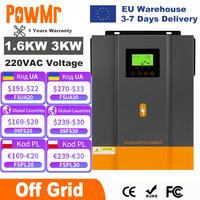 PowMr 1600W 3000W Hybrid Solar Inverter 12V 24V 220V Pure Sine Wave Inverter 1.6KW 3KW with MPPT 80A Solar Charger Controller