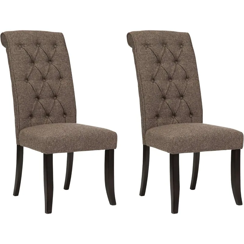 Tripton-Silla de comedor clásica sin brazos, Sillón tapizado de 19,63 pulgadas, 2 unidades, color gris marrón