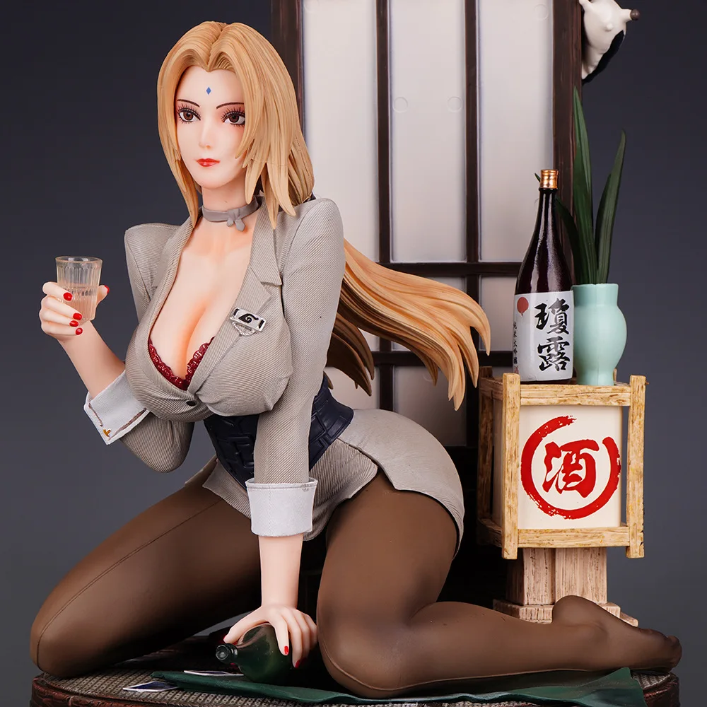 43CM Uta Drunken Shadow Tsunade Scene Ninja Double-Headed GK Figure - Anime 2D Model Collectible Gift Model