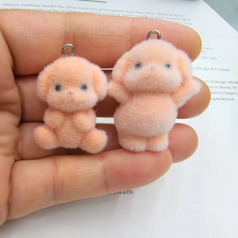 20pcs 3D Miniature Cartoon Cute Dog Charms Plush Doll Resin Pendant For phone bag Keychains DIY handicraft Jewelry make fittings