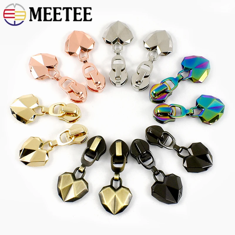 5/10Pcs 5# Meetee Zipper Slider for Nylon Zippers Closures Bags Clothes Zips Puller Head Zip Repair Kit DIY Sewing Accessories