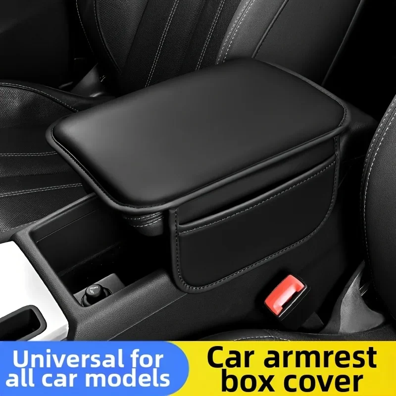 Car armrest pads with multi-functional storage pockets and raised soft padded center console dashboard, center console organizer