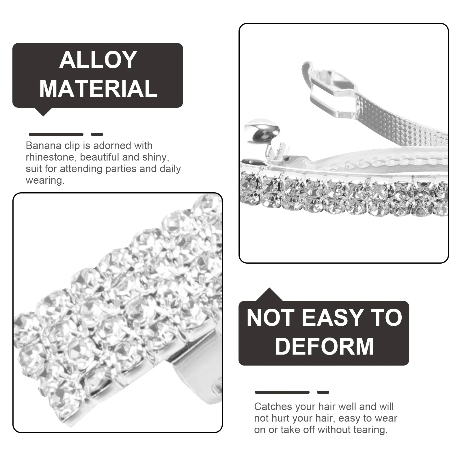 

6pcs Spring Clips Rhinestone Ponytail Holders For Women Thick Hair Bridal Barrettes Fashion Hair Accessories Metal Clip Styling