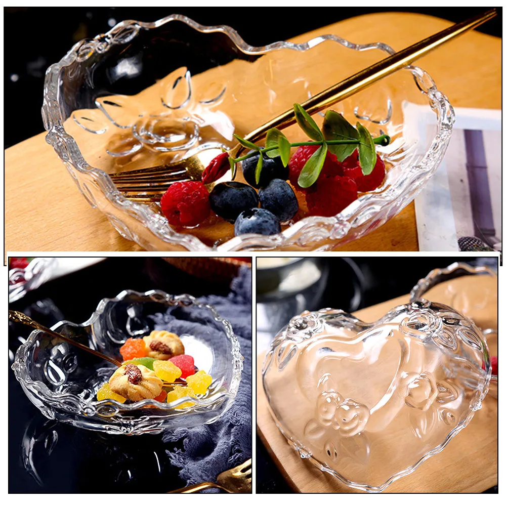 Glass Heart Serving Tray – Multi-Functional for Fruit, Nuts, Jewelry, Home, Party & Coffee Table