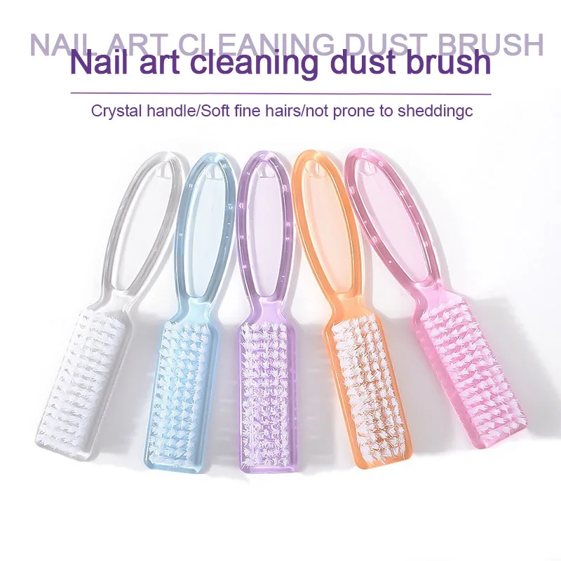 New 2PCS Nail Cleaning Brush Long Handle Brush Square Head Dust Nail Brush Nail Cleaning Nails XJS11
