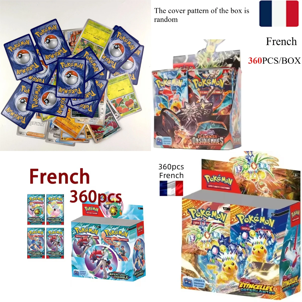 Nuevo 360 Uds tarjeta de Pokémon francés ORIGINAL PERDUE SCARLET VIOLET 151 origen perdido Pokémon Booster tarjeta de transacción de batalla regalo para niños