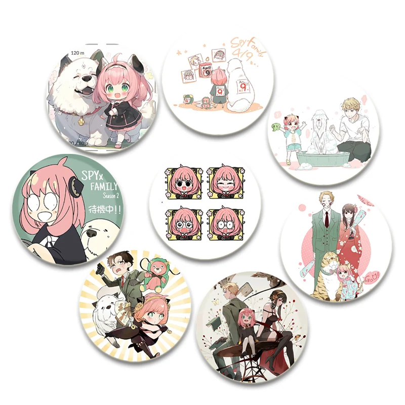 SPY×FAMILY Anime Brooches Round Enamel Pins for Backpacks Decorative Cartoon Badges Fashion Jewelry Accessories Gift Anya Forger