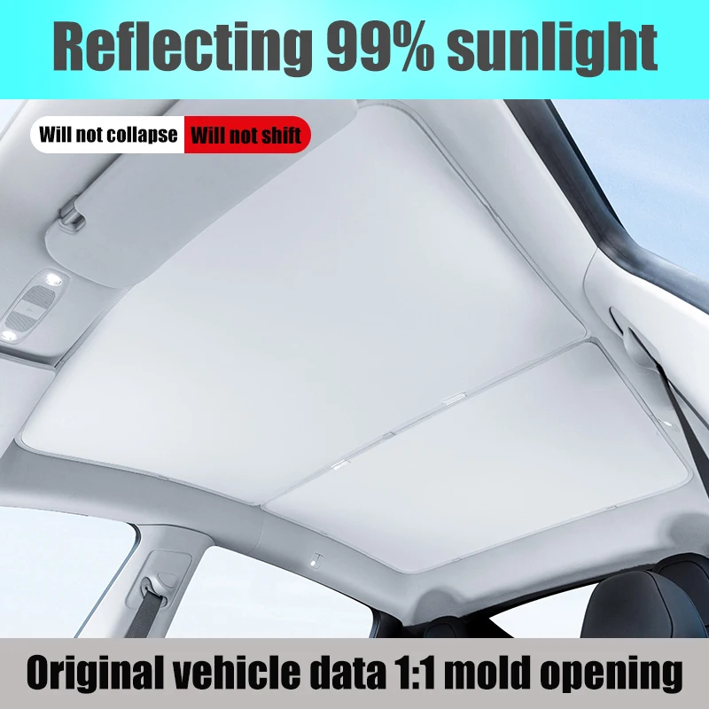 2pcs /set Sunshade Roof Window Insulation For Model Y / 3 UV Rays Protection Sun Shade for Tesla for Model Y Heat Blocking Shade