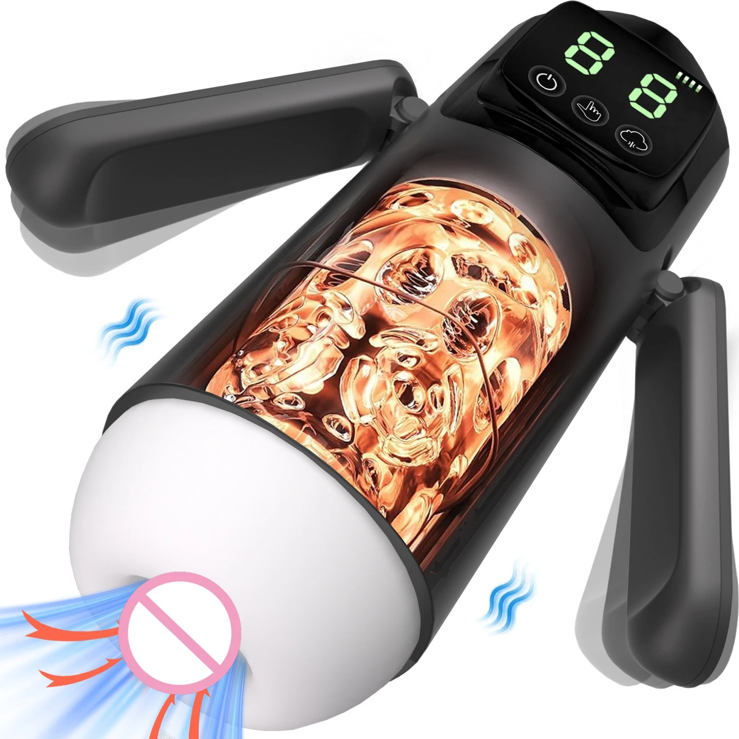 Automatic Thrusting Sucking Male Masturbator Blowjob Masturbation with Handle LCD Display Penis Pump Stroker Sex Toys for Men 18