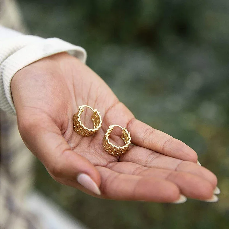 CAOSHI Metallic Earrings for Women Fashion Versatile Gold Color Jewelry Daily Life Modern Trendy Ear Rings Accessories for Lady