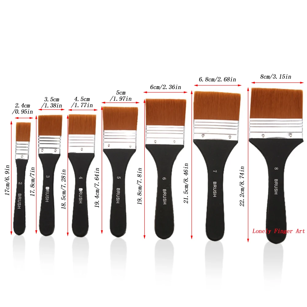 1/3/4/7Pcs Wide Flat Paint Brushes Set Nylon Paint Brushes Artist Varnish Brush Set for Applying Gesso, Oil Painting, Acrylic Pa