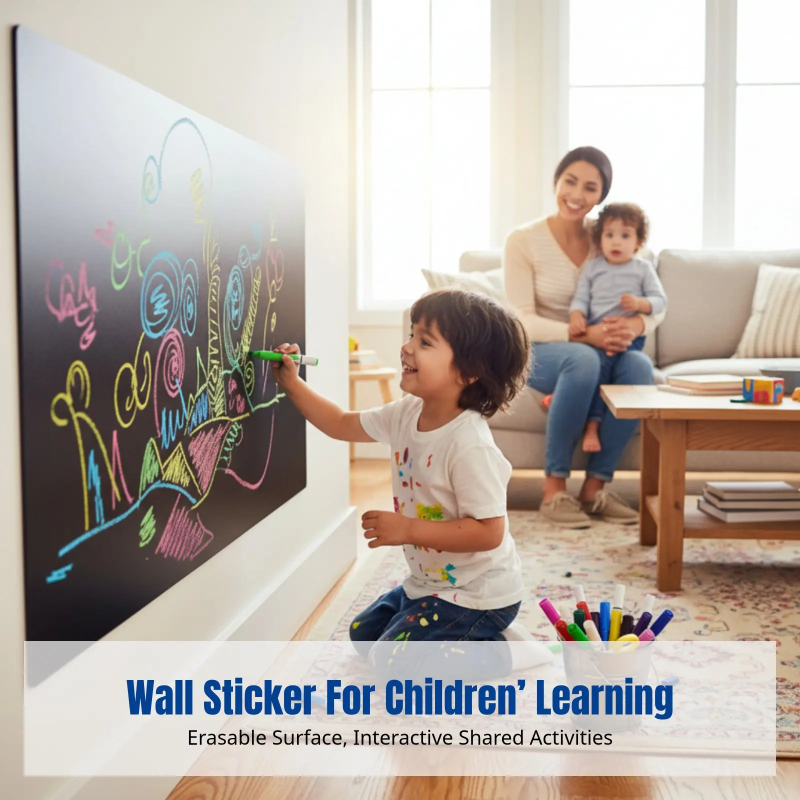 Picture 3: Erasable Magnetic Whiteboard Wall Sticker, Removable Blackboard for Kids, Home Learning, Doodle Board