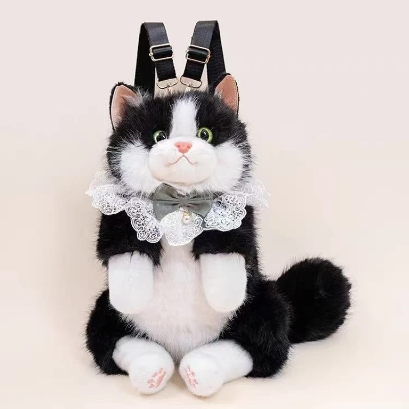 New Super Realistic Simulated Puppet Cat Backpack Stuffed Animals Cartoon Cat School Bags Travel Storage Cute Animals Bag