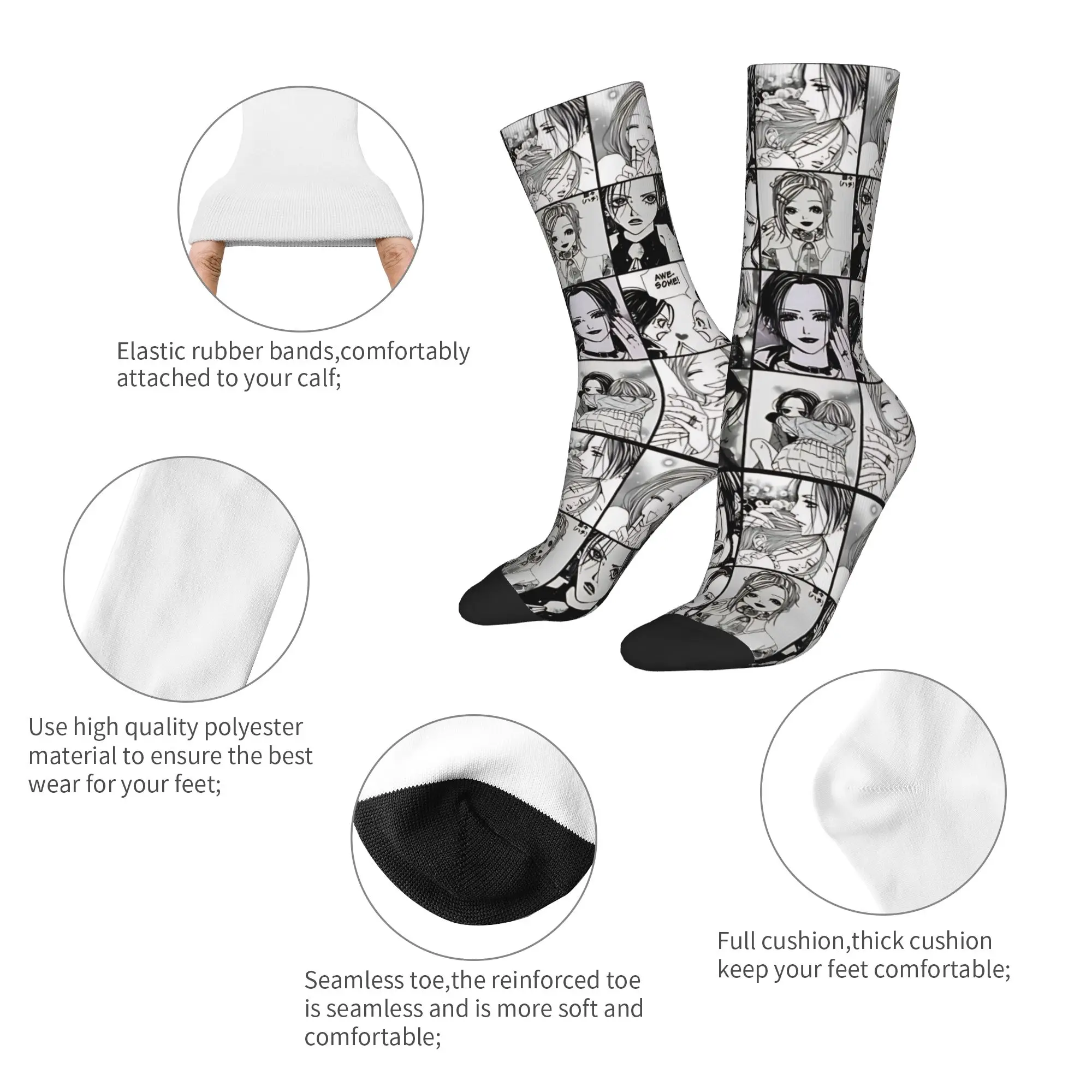 New Male Men Socks Casual Nana Hachi Manga Sock Polyester Anime Sport Women's Stockings Spring Summer Autumn Winter