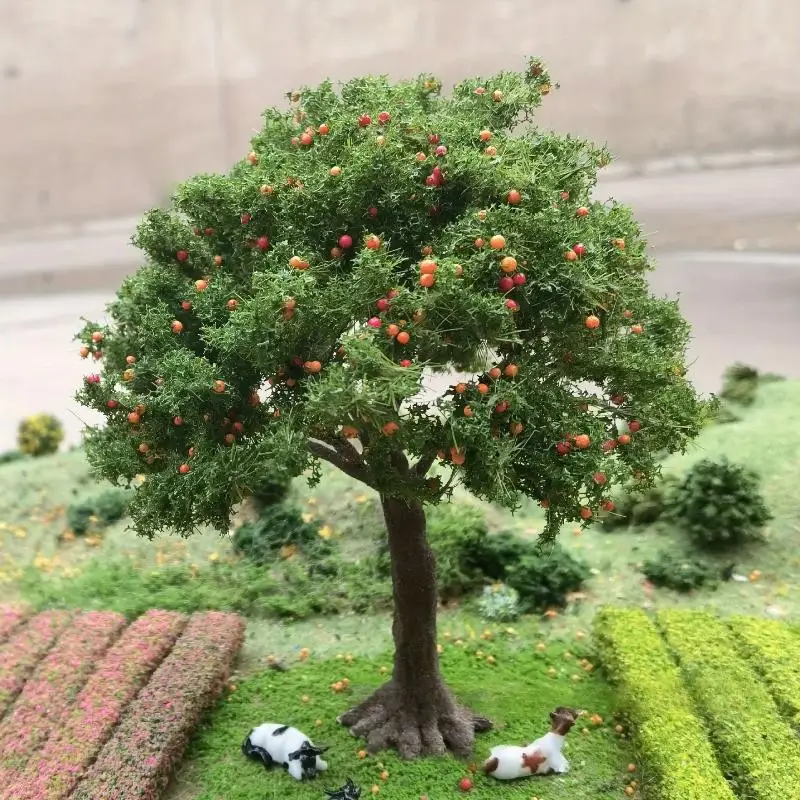 New#Dollhouse Miniature Plastic Fruit Tree Model DIY Sand Table Building Realistic Fruit Tree Landscape Decoration Accessories