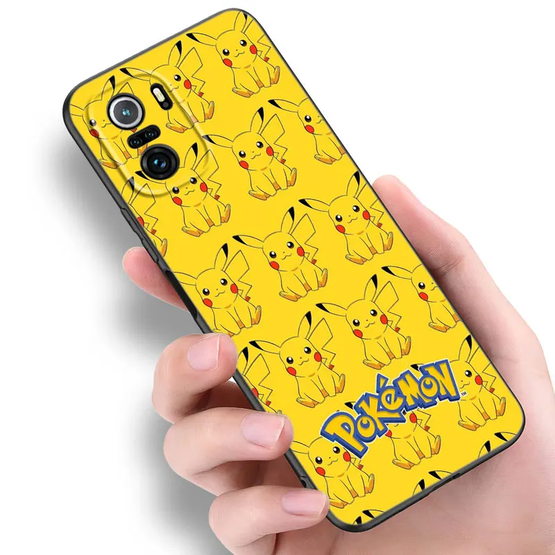 Cool P-Pokemon P-Pikachu Black Silicone Phone Case For Xiaomi POCO X3 X4 NFC F4 GT F5 F6 M3 M4 M6 X5 X6 Pro 5G M5 C55 C65