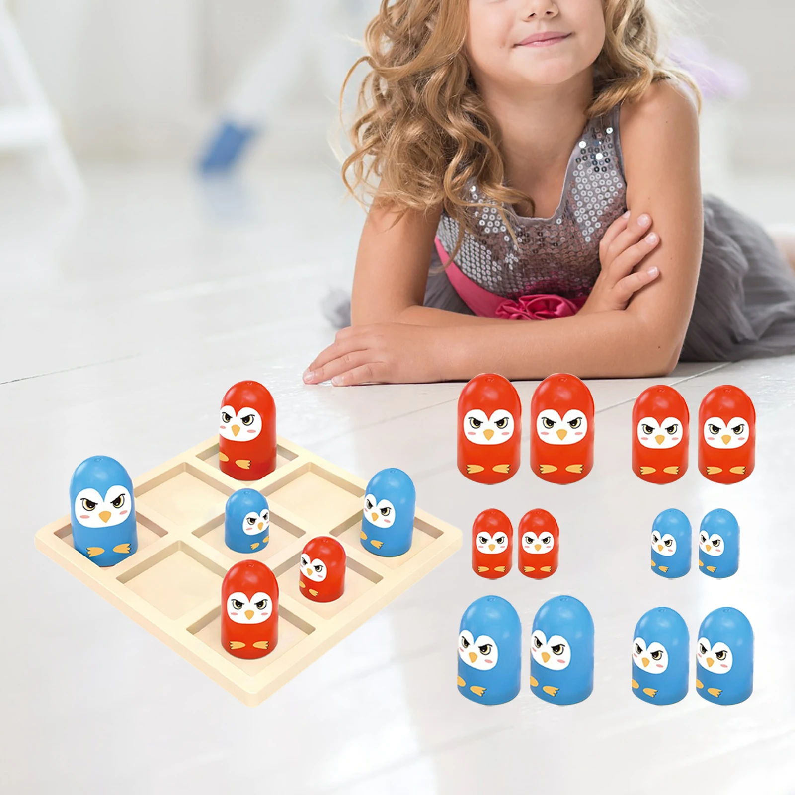 Tic TAC Toe Game Unique Gifts Night Activity for Kids Parent Child Interactive Penguin Well Chess Game Set Big Eat Small