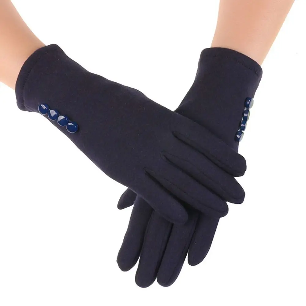 Riding Driving Gloves Thick Plush Full Finger Mittens Fleece Solid Color Touch Screen Gloves Furry Warm Mitts Women Girl