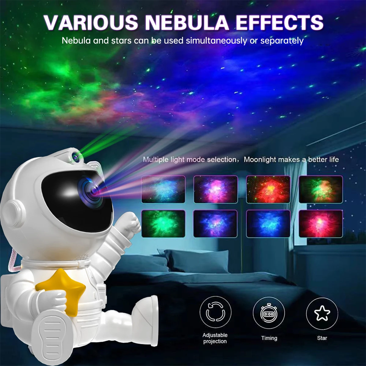 Astronaut Galaxy Projector Star Projector Galaxy Night Light with Remote Control Starry Nebula Space Buddy Projector for Bedroom